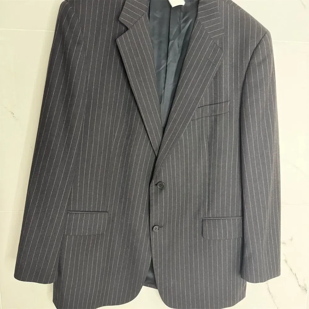 Brooks Brothers Men's Gray Striped Cashmere Wool Blazer Size 44 Formal